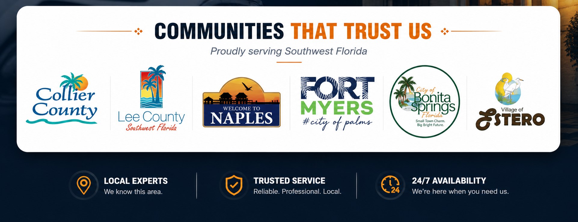 Proudly serving Southwest Florida communities including Collier County, Lee County, Naples, Fort Myers, Bonita Springs, and Estero
